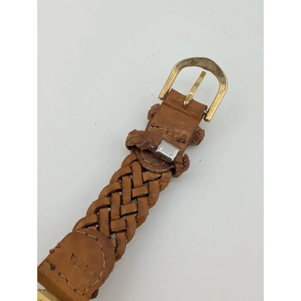 Anne Klein II Watch Women 28mm Case Blue Bezel Brown Braided Band- New Battery